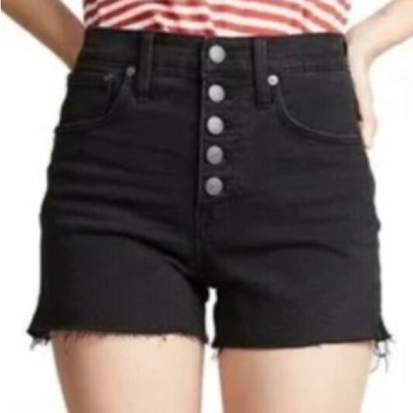 MADEWELL Women's Black Button Fly Denim shorts - Picture 7 of 7